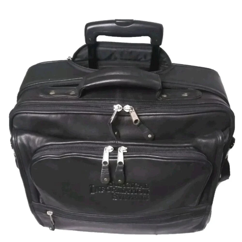 Canyon Outback Leather Rolling Laptop Briefcase Carry On~Surgical Info Sys. Logo